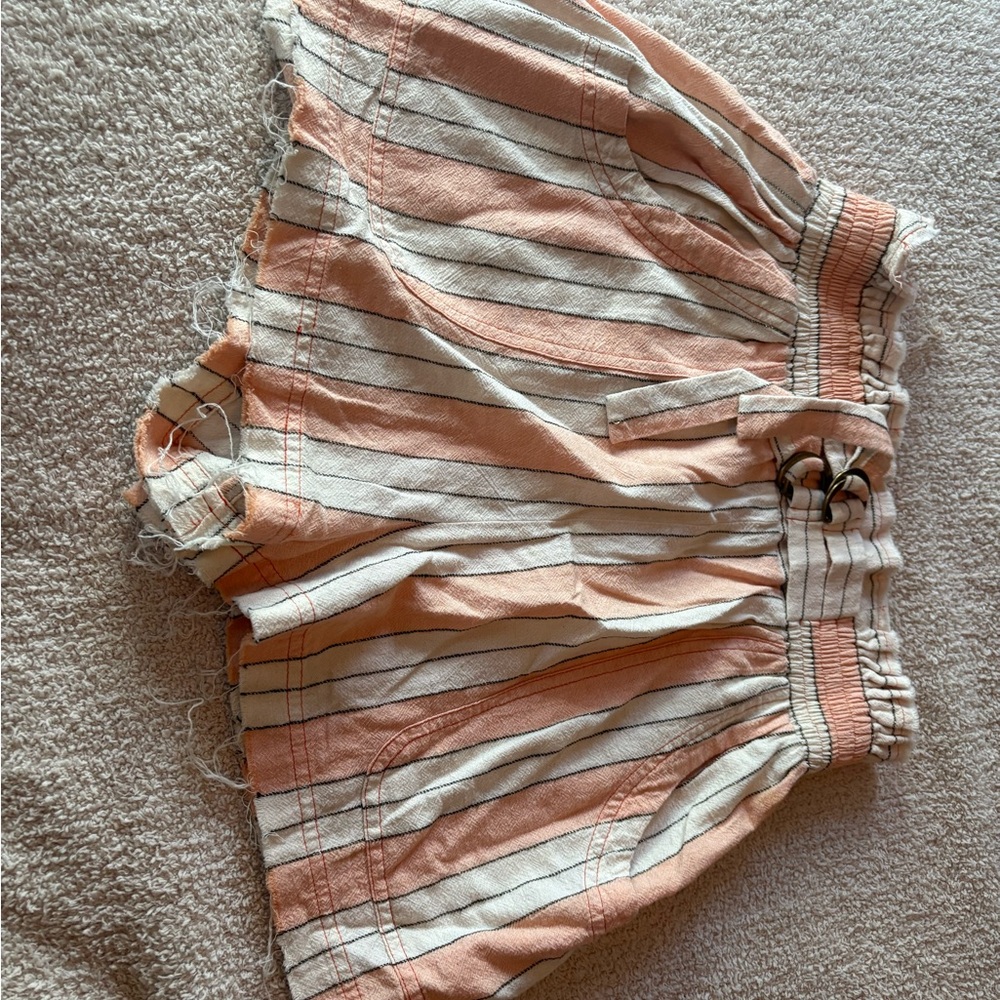 Free People Shorts: Striped Shorts in Peach and Cream